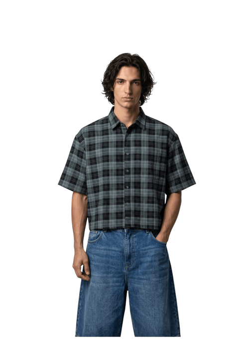 Creative Act Plaid Boxy Crop Shirt - Terrax Clothing